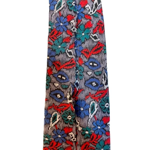 Christian Dior Floral Abstract 100% Silk Necktie Blue Green Red Floral - Picture 6 of 6